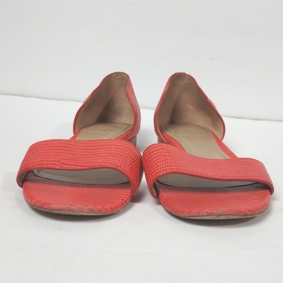 TORY BURCH Savannah Micro Tejus Embossed in Melon Flats Sandals Size 5.5 - Picture 2 of 15